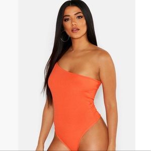 Boohoo Basic rib one shoulder bodysuit